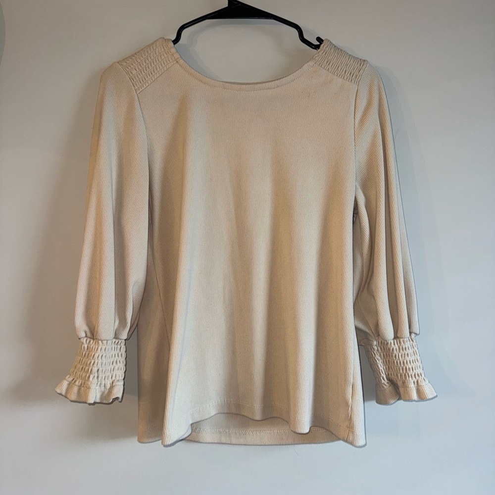 Marshalls Cream Smocked Sleeve Blouse